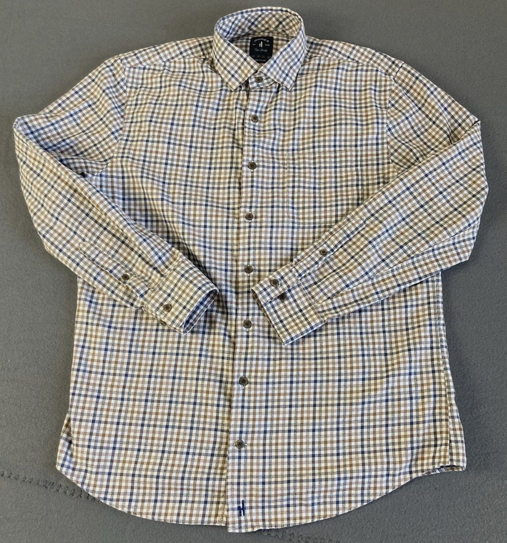 Johnnie-O Top Shelf Hamilton Shirt Men's Medium Twillight Slub Cotton Button Up